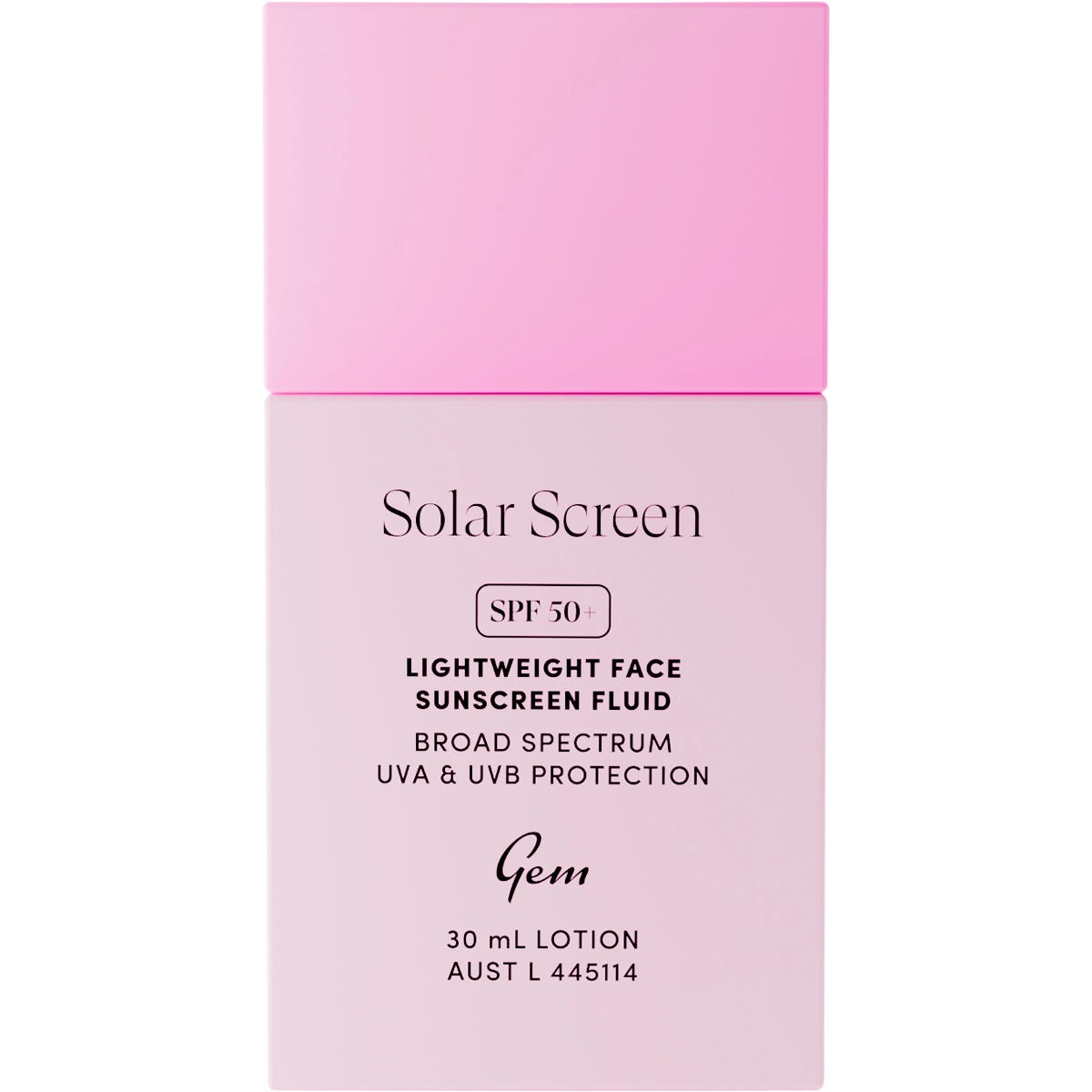 Gem Solar Screen SPF50+ Lightweight Face Sunscreen Fluid 30ml