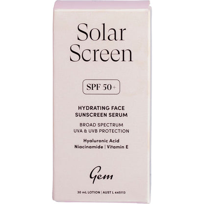 Gem Solar Screen SPF50+ Hydrating Face Sunscreen Serum 30ml