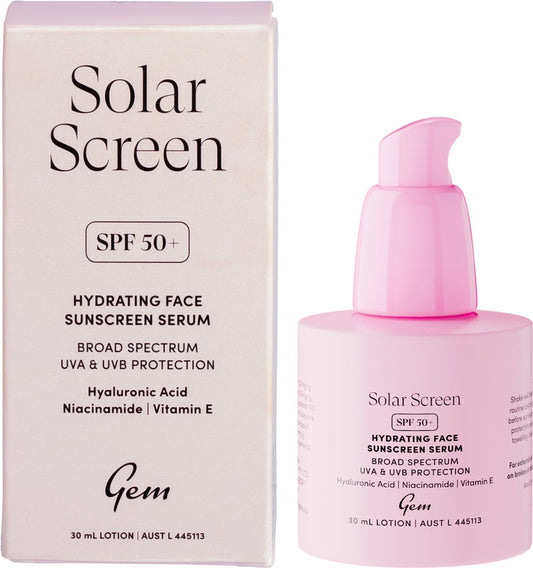 Gem Solar Screen SPF50+ Hydrating Face Sunscreen Serum 30ml