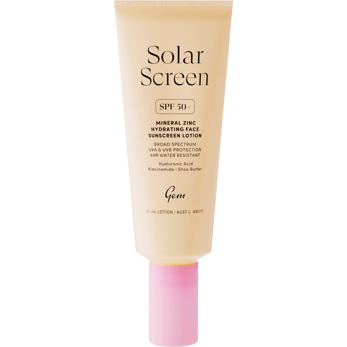 Gem Solar Screen SPF50+ Mineral Zinc Hydrating Face Lotion 50ml