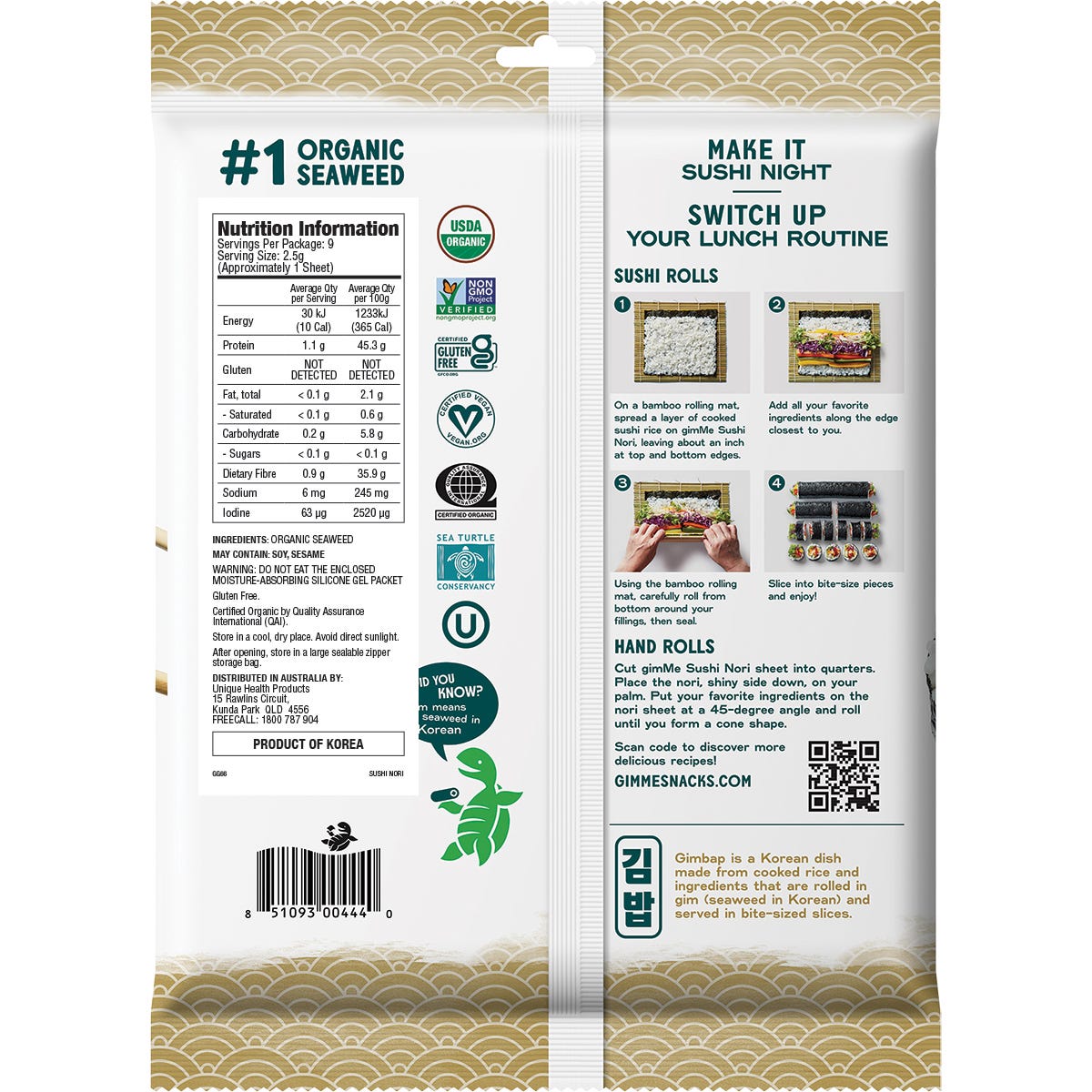 GIMME Roasted Seaweed Sushi Nori 9 Sheets 23g
