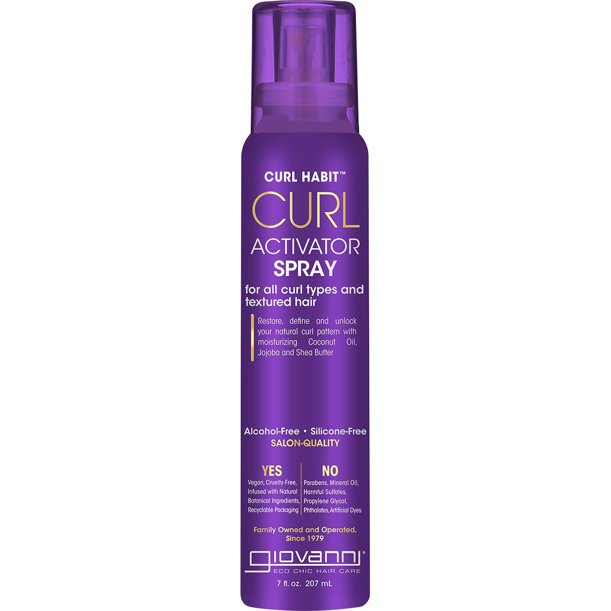 207ml bottle of Giovanni Curl Habit Curl Activator Spray for defining and hydrating all curl types and textured hair.