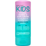 Giovanni Eco Chic Kids Styling, Taming & Curl Cream 147ml bottle with a pink and white label for curly hair.