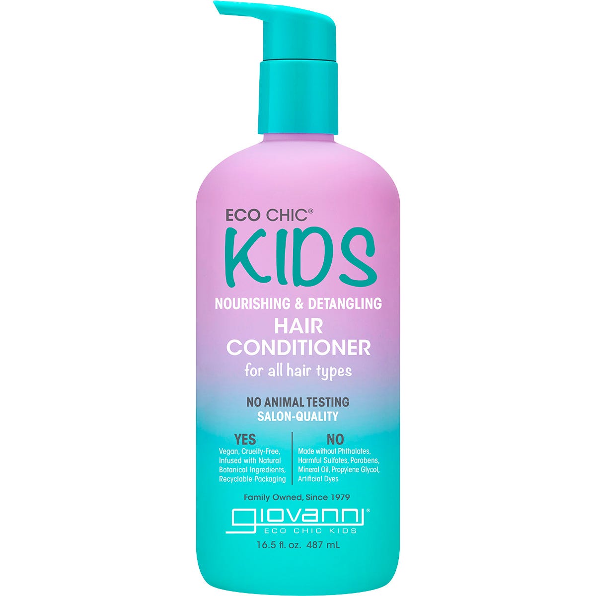 Giovanni Eco Chic Kids Nourishing and Detangling Conditioner bottle with watermelon and strawberry illustrations.