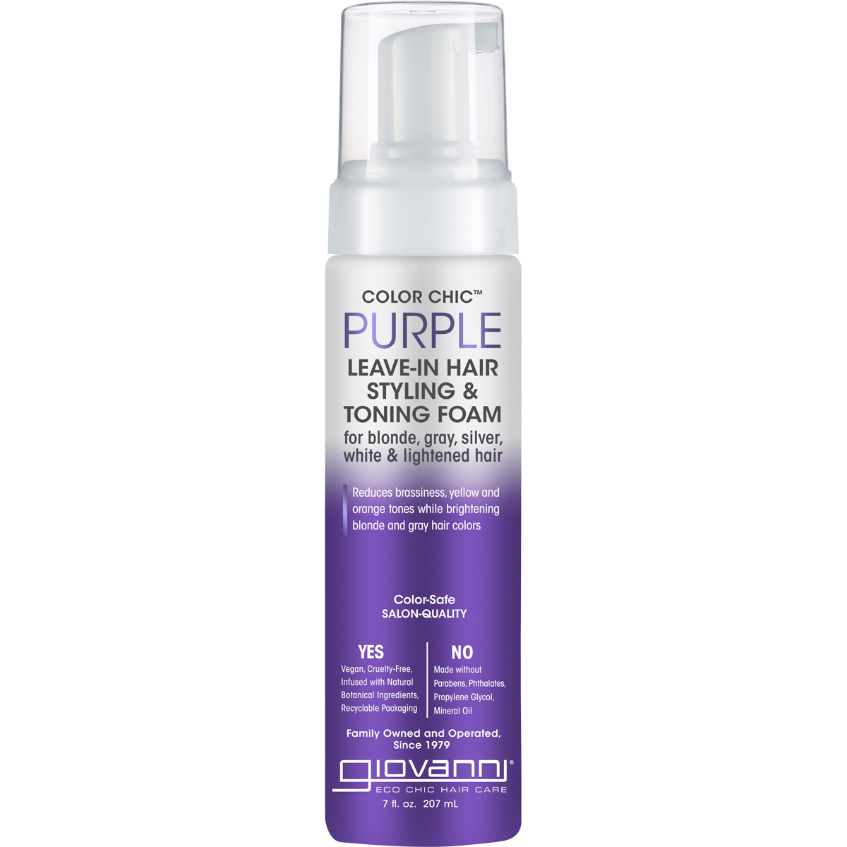 Giovanni Leave In Hair Styling & Toning Foam Color Chic Purple 207ml