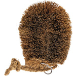 Go Bamboo dish scrubber featuring natural plant-fiber bristles and a twisted stainless steel wire handle.