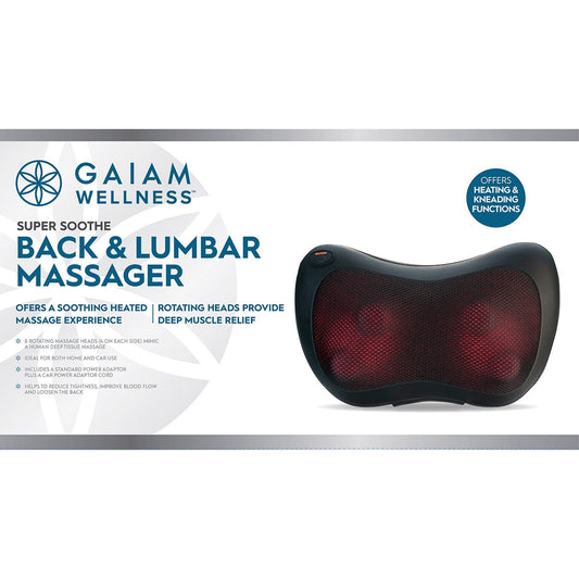 Gaiam Back & Lumbar Massager with Standard & Car Power Adaptor Payless 4 Organics