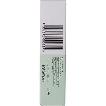 Back label of a 9ml Gem Crisp Mint breath spray showing ingredients and usage directions on a white background.
