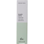 Top-down view of Gem Crisp Mint breath spray showing the spray nozzle and minimalist white and blue label.