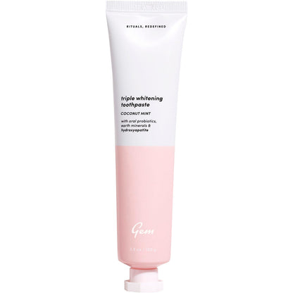 Gem Coconut Mint toothpaste 100g tube with a blue and white label and matching cap on a white background.