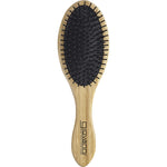 Giovanni oval bamboo hair brush with black nylon ball-tipped bristles shown from a side angle.