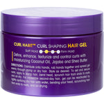 310ml jar of Giovanni Curl Habit Curl Shaping Hair Gel showing the back label with ingredients and directions.