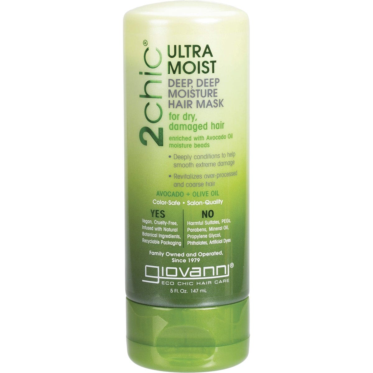 147ml tube of Giovanni 2chic Ultra-Moist Deep Deep Moisture Hair Mask with avocado and olive oil for dry, damaged hair.