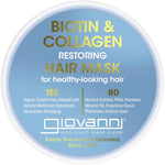 Giovanni hair mask tub showing the back label with ingredients and directions on a white background.