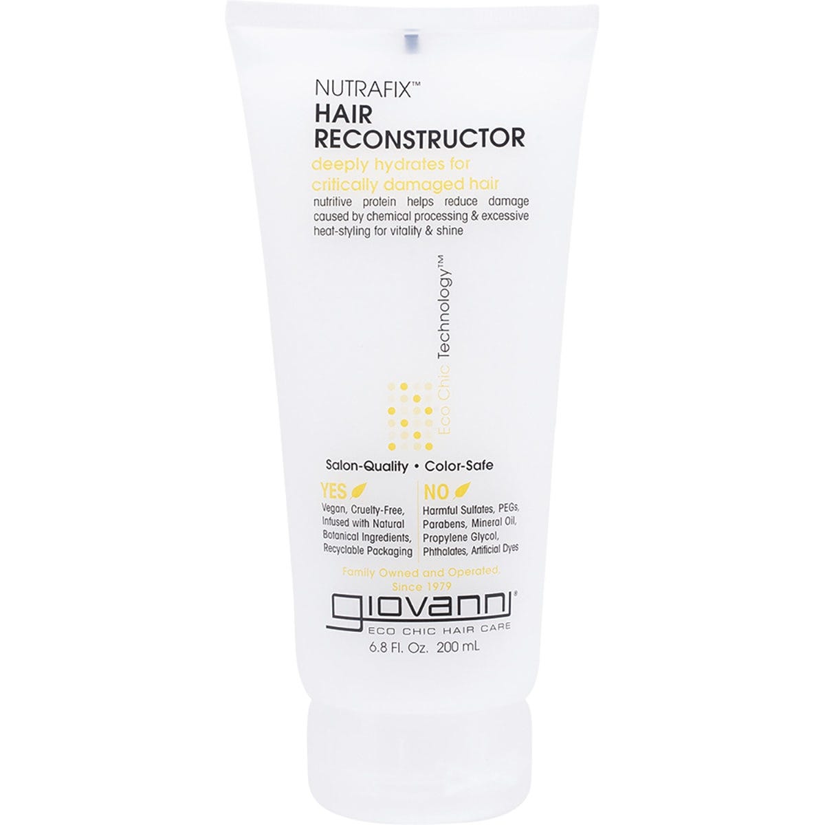 200ml tube of Giovanni Nutrafix Hair Reconstructor for damaged hair featuring Eco Chic Technology.