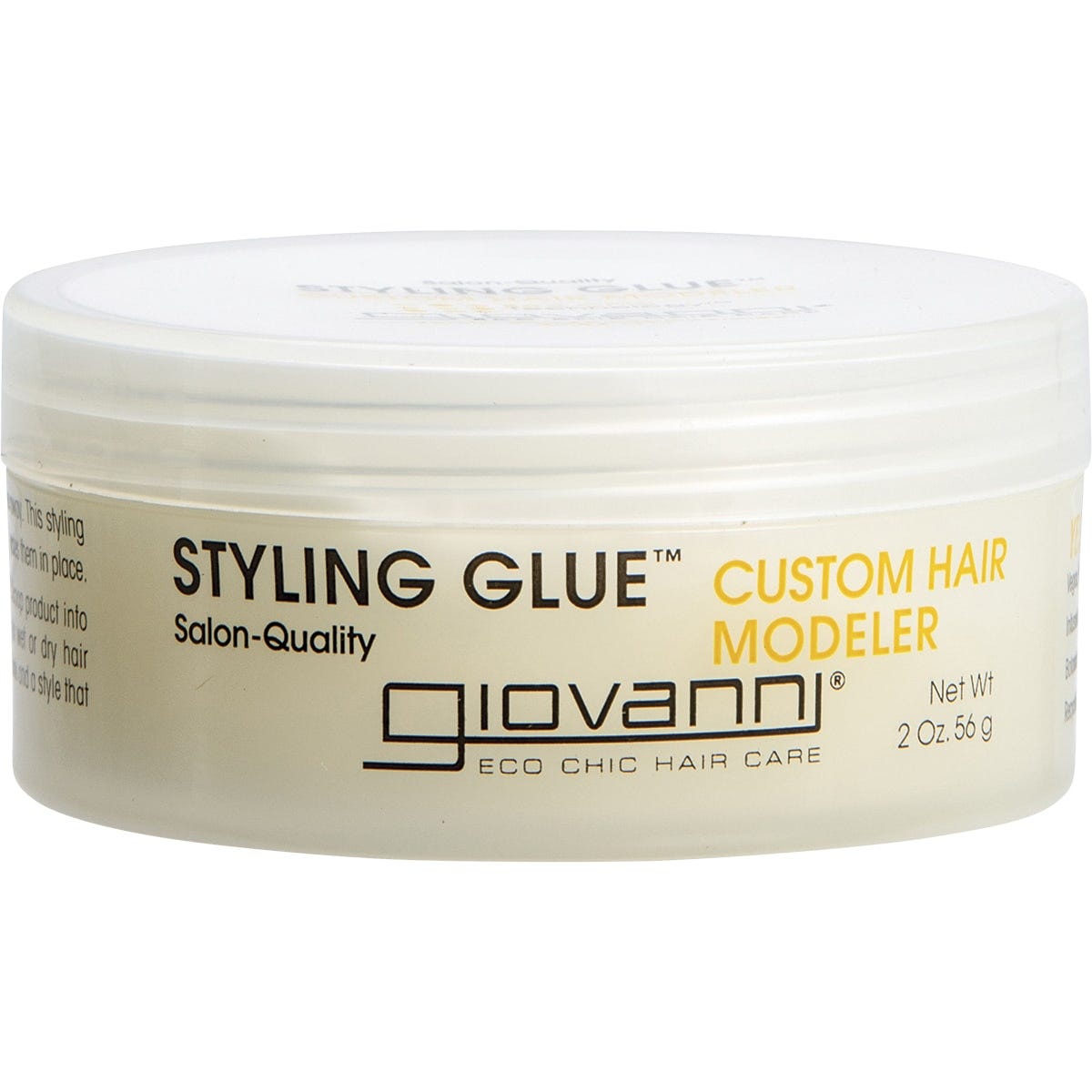 Giovanni Hair Styling Glue Custom Hair Modeler 57g tube with a white cap and purple and silver labels.