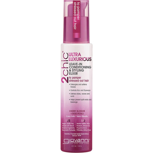 Giovanni Leave-in Conditioner 2chic Ultra Luxurious Stress Hair(Cherry Blossom & Rose Petals) 118ml Payless 4 Organics