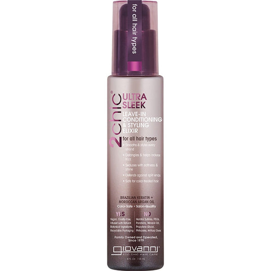 Giovanni Leave-in Conditioner 2chic Ultra Sleek All Hair(Brazilian Keratin & Argan Oil) 118ml Payless 4 Organics