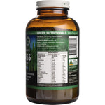 Back of Green Nutritionals 200g Barleygrass tub showing nutrition facts, ingredients, and directions.