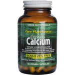 60 Green Nutritionals Green Calcium vegan capsules in a white bottle with a green and blue botanical label.