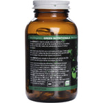 Side view of Green Nutritionals Green Omega3 90 capsules tub showing supplement facts and ingredient information.