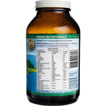 Back of Green Nutritionals Hawaiian Pacifica Spirulina 225g tub with nutrition facts and directions for use.