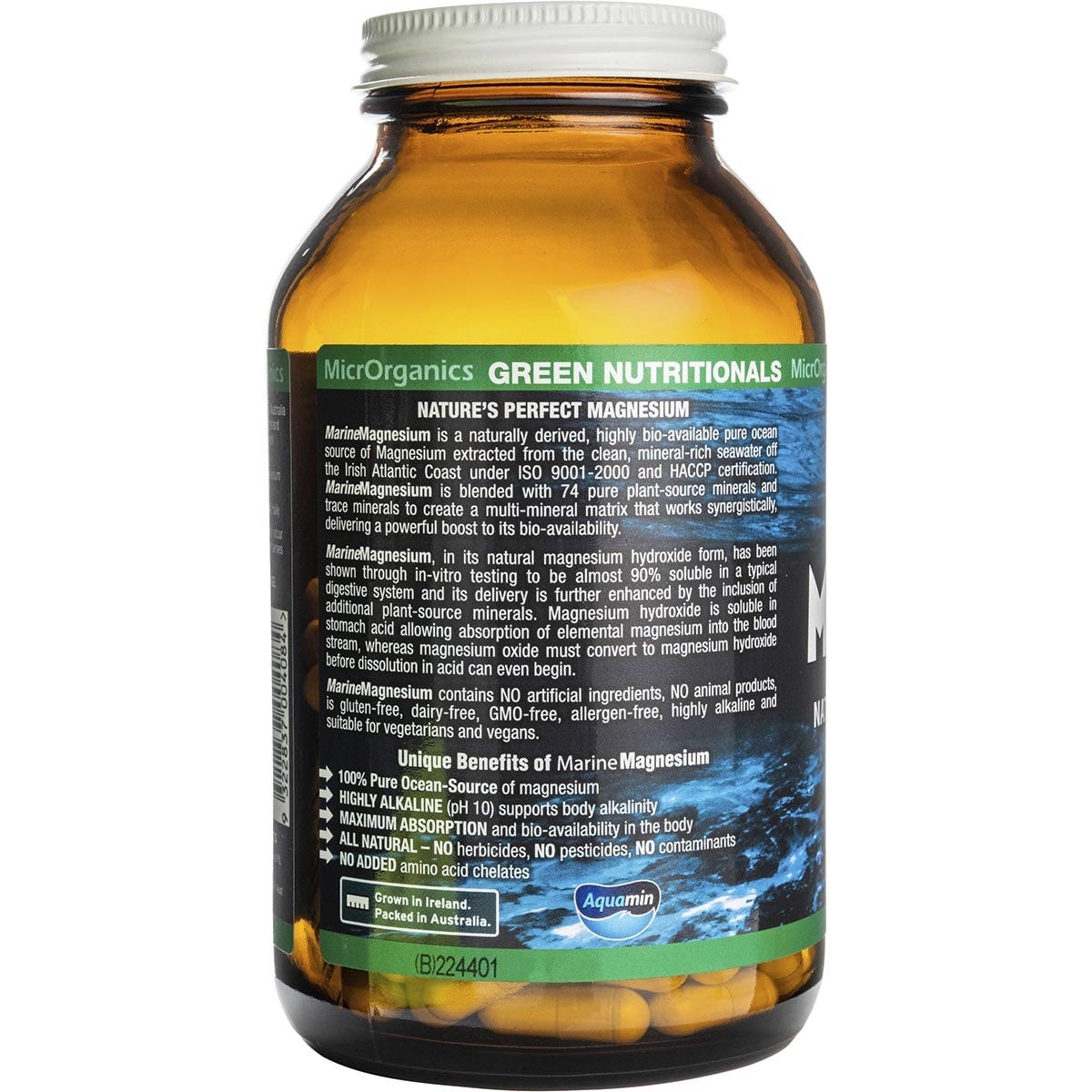 Green Nutritionals Marine Magnesium Vegan Capsules 260mg 120 Caps Payless 4 Organics