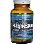 Green Nutritionals Marine Magnesium 60 vegan capsules in a glass bottle with a white and green label.