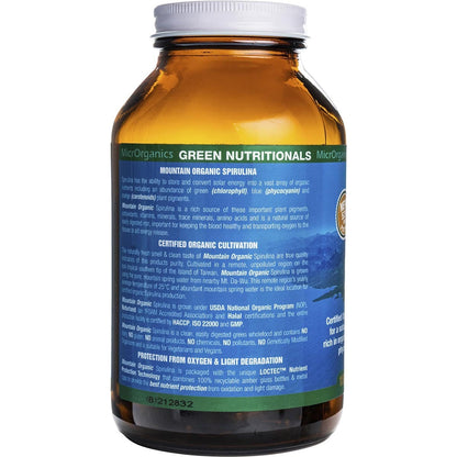 Green Nutritionals Mountain Organic Spirulina Vegan Capsules 520mg 180 Caps Payless 4 Organics