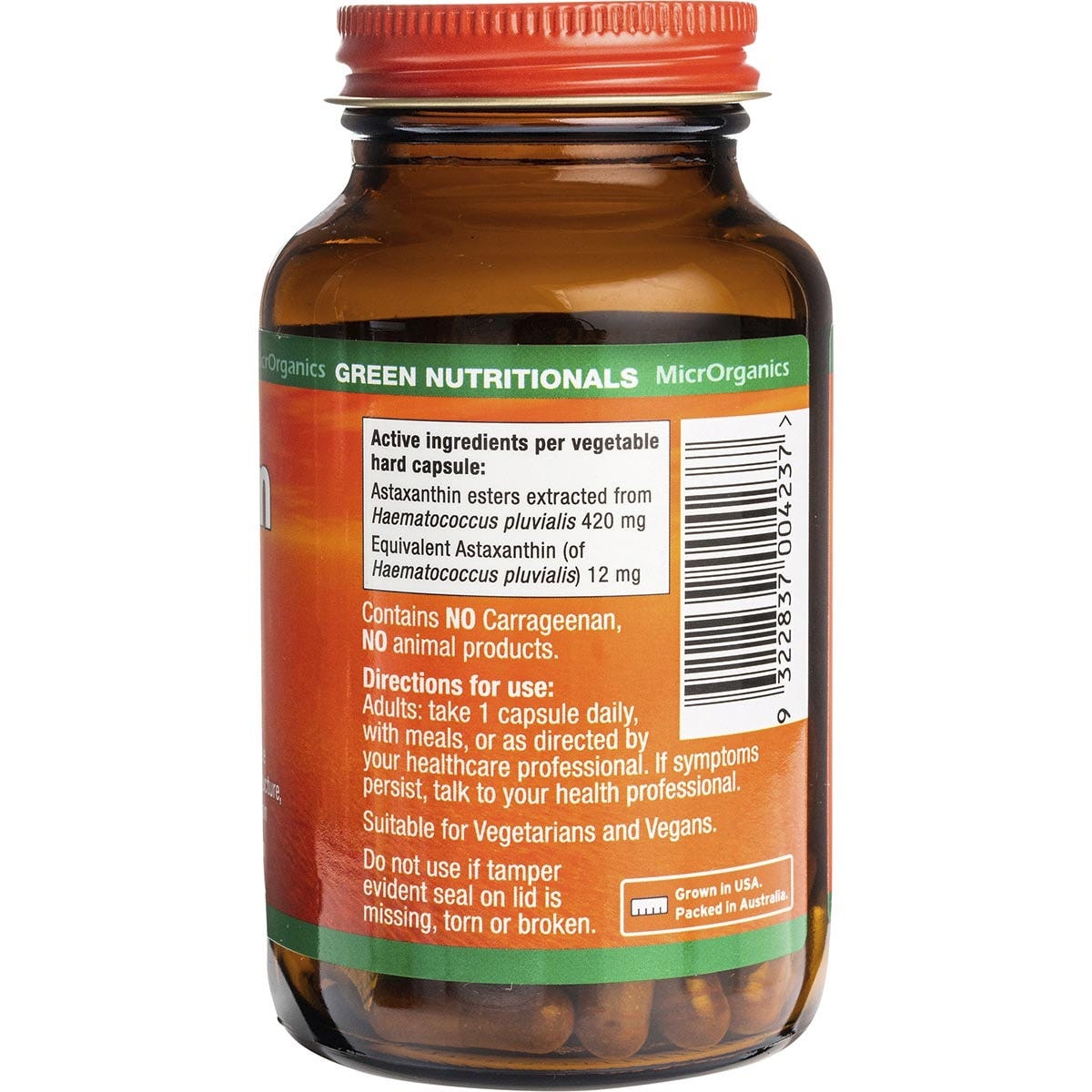 Green Nutritionals Natural Astaxanthin Vegan Capsules 12mg 60 Caps Payless 4 Organics