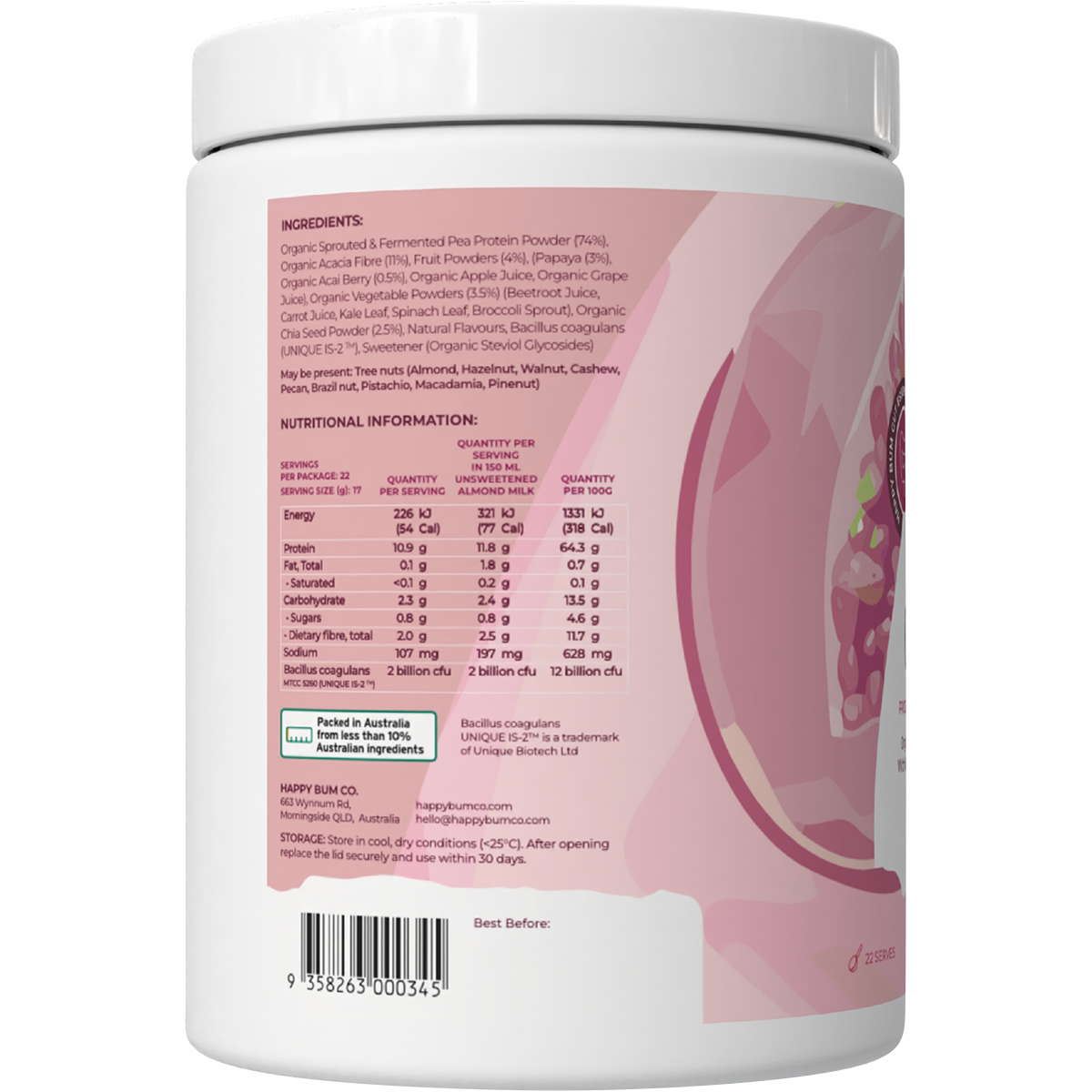 Happy Bum Gut Food Wild Berry 374g