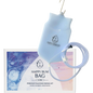 Happy Bum 2L Silicone Enema Kit featuring a clear bag, long hose, blue flow control clamp, and white nozzle tips.