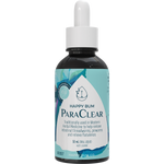 50ml bottle of Happy Bum ParaClear with a white label and a black dropper cap.