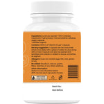 Right side of a white bottle of Hi-D Natural Vitamin D 1000 IU 60 capsules showing nutritional facts.