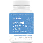 Hi-D Natural Vitamin D 1000 IU and Beta Glucan 60 Capsules supplement bottle.