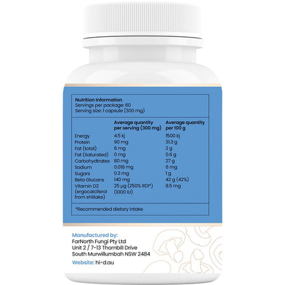 Hi-D Natural Vitamin D 1000 IU + Beta Glucan 60 Caps