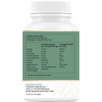 Side view of a white Hi-D Natural Vitamin D bottle featuring organic shiitake mushroom illustrations.