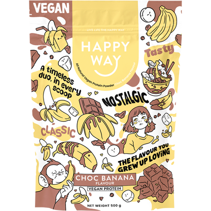 Happy Way Vegan Protein Powder Choc Banana 500g