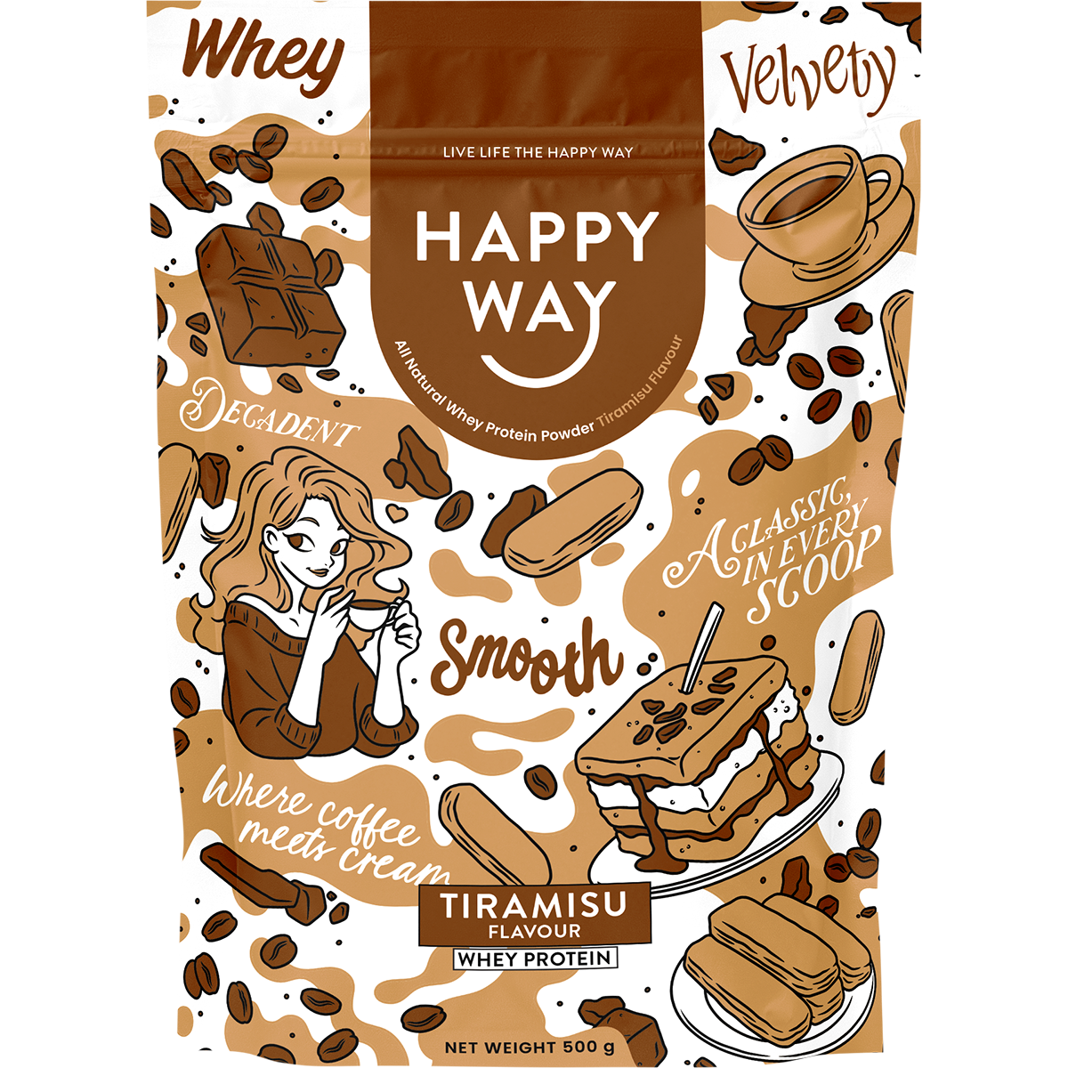 Happy Way Whey Protein Powder Tiramisu 500g
