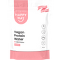 Happy Way Vegan Protein Water Lychee 420g tub with a white label and light pink botanical illustrations.