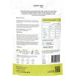 Back of Happy Way Sour Green Apple Vegan Protein Water tub showing nutritional information and directions.