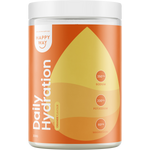 300g tub of Happy Way Daily Hydration Orange featuring a white label with vibrant orange citrus graphics.