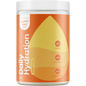 300g tub of Happy Way Daily Hydration Orange featuring a white label with vibrant orange citrus graphics.