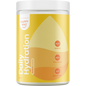 300g tub of Happy Way Daily Hydration Tropical electrolyte powder with a yellow and blue label featuring a mango.