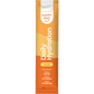 Orange and white box and sachet of Happy Way Daily Hydration Orange with a glass of orange liquid and citrus slices.