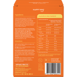 Back of Happy Way Daily Hydration Orange box showing nutritional facts, ingredients, and directions for use.