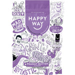 500g tub of Happy Way Peanut Butter Whey Protein Powder featuring a light brown label with a peanut illustration.