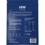 Nutritional information and ingredients list on the back of a 900g Happy Way Men's Chocolate Protein tub.