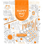 2kg bag of Happy Way Chocolate Whey Protein Powder with a pink and white label on a white background.