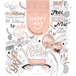 2kg bag of Happy Way Vanilla Vegan Protein Powder, featuring a creamy plant-based blend and organic superfood ingredients.